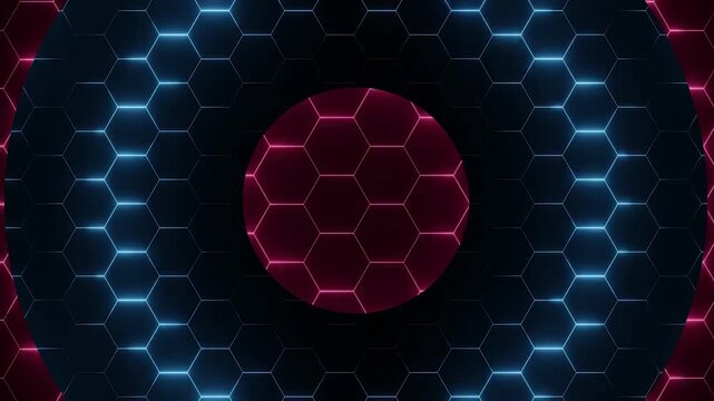 abstract hexagine blue and red background