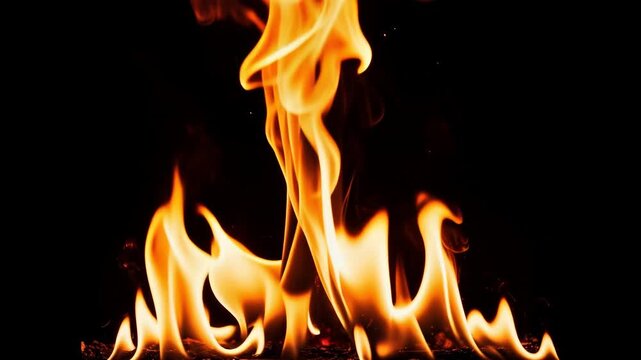 Mesmerizing video of vibrant dancing flames showcasing dynamic fire movement and glowing embers in warm colors
