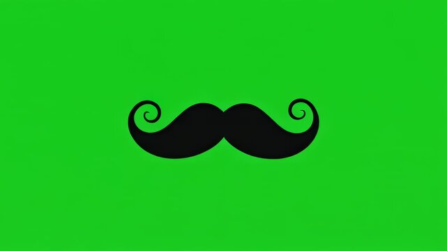 Black mustache icons on a vibrant green and black striped background with subtle camera movement