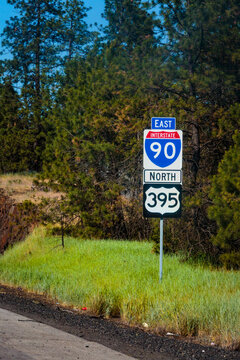 Insterstate 90 and Highway 395 road sign