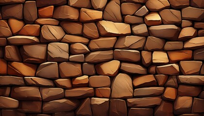 Fototapeta premium Brown Stone Wall Texture Background Jagged Rocks Form A Rough Surface Natural Stone Backdrop Ai Generated