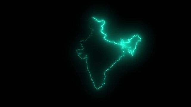 Animated Indian map icon with a glowing neon effect.Motion graphics of concept animation