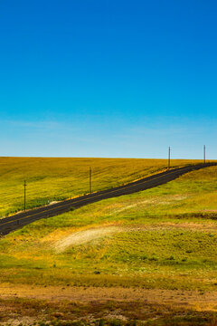 Two lane rural road in the Palouse near Ritzville