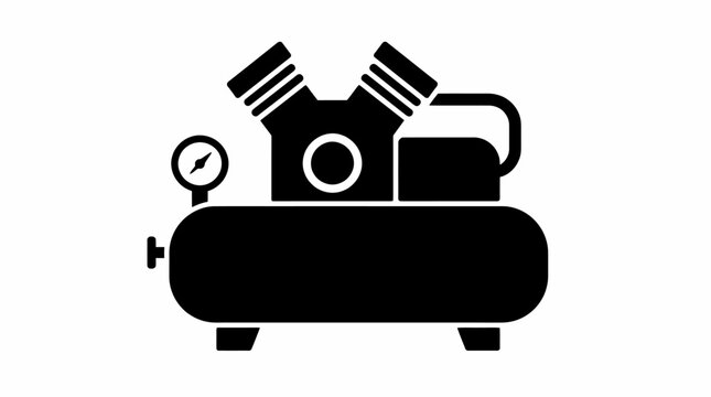 Air compressor with pressure gauge icon.