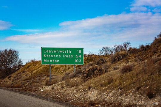 Road sign on Highway 2 near Leavenworth