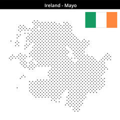 Obraz premium Map of Ireland region Mayo in small cross shaped dots