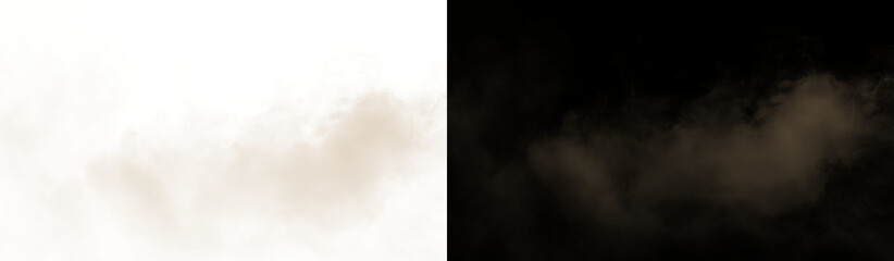 Obraz premium Cinematic Dust Smoke Plume Overlay Texture for Transparent and Black Background