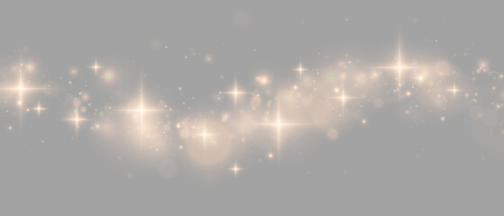 Golden magic dust bursts with radiant sparkles and soft glowing particles. Warm glitter creates a luxurious festive atmosphere. Perfect for elegant holiday designs. PNG. © Freesstock