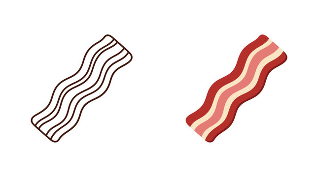 Flat and line art vector illustration of bacon strips