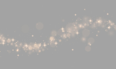 Golden dust sparkles drift gently with luminous stars and shimmering reflections. Beautiful festive light effect for premium invitations. PNG resource. © Freesstock