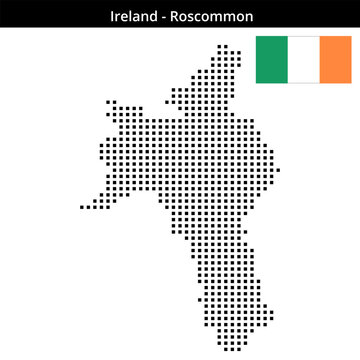 Map of Ireland region Roscommon in medium size square dots