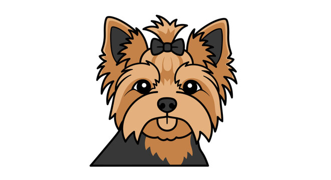 Yorkshire Terrier Cartoon Illustration with Bow Tie