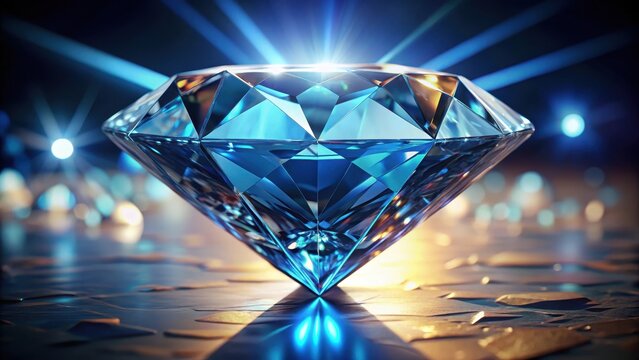 A large shiny blue diamond