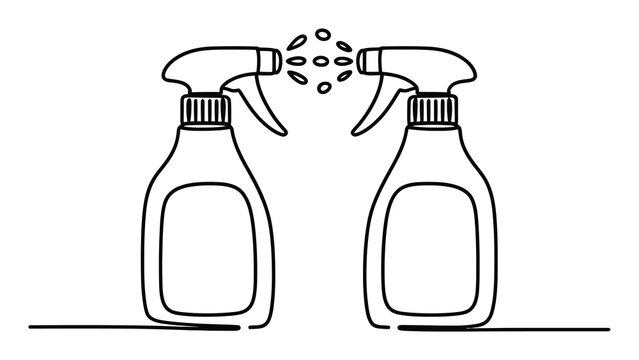 L&iacute;nea continua de dos botellas de spray enfrentadas