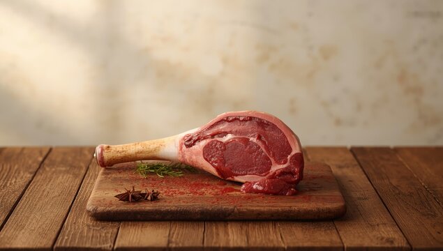 Uncooked oxtail on a cutting board.