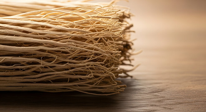 Close up of raw uncooked spaghetti noodles bundle.