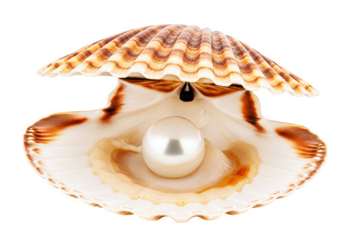 Pearl inside open scallop seashell, luxurious natural gemstone, treasure from ocean, organic jewelry, beautiful natural object, underwater beauty, rare 