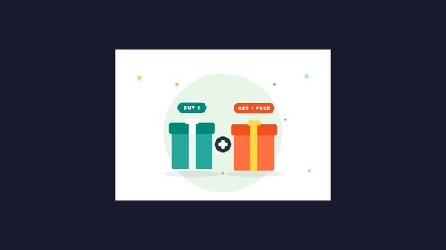 Footage of a buy one get one free sale offer with colorful product containers on white background