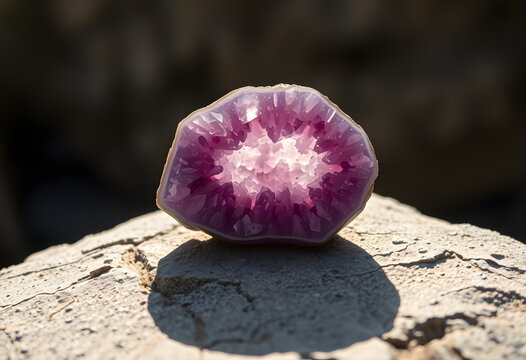 Raw amethyst geode macro detail, Japanese wabi-sabi imperfect simplicity