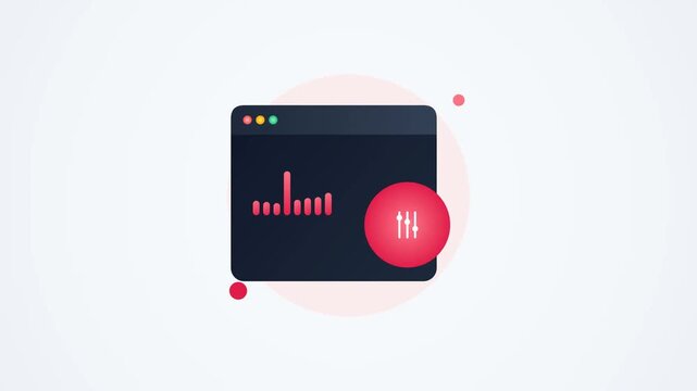 Audio equalizer music player window flat vector animation for sound editing and media control interface