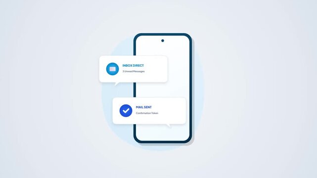 Inbox direct unread messages smartphone flat vector animation for mobile notification and email management