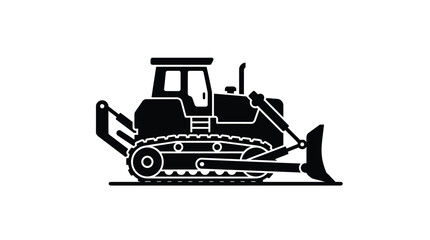 Bulldozer silhouette on a white background simplified construction equipment graphic © RahmanCeration