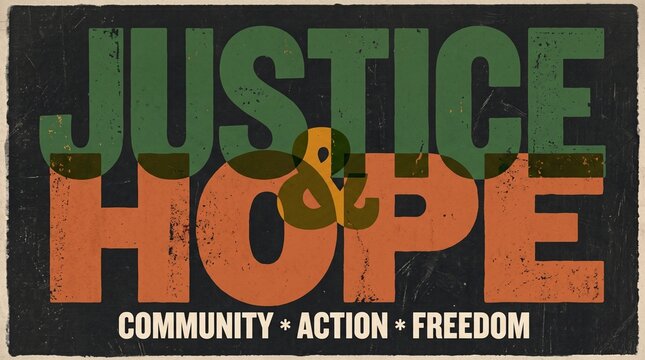 Justice and Peace Typography Poster with Kashmir Flag Colors