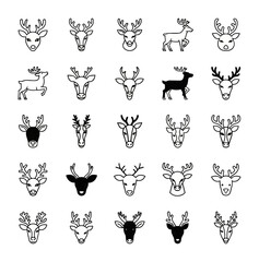 Obraz premium Set of stylized deer icon collection for graphic design