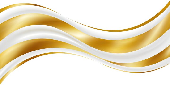 Sophisticated Abstract Flowing Metallic Ribbon Waves on White Background, Elegant Luxury Border with Layered Curves and Minimalist Copyspace