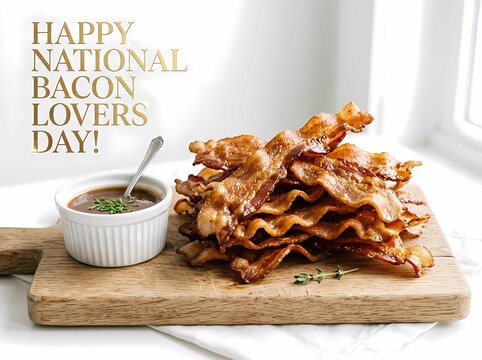  Happy National Bacon Lovers Day with crispy bacon on board