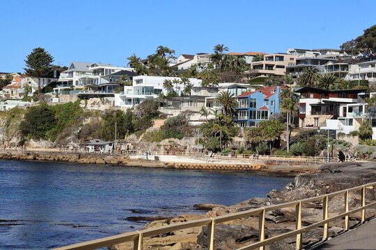 Coastal walkway and luxury homes at Fairy Bower, situated between Manly Beach and Shelly Beach in Sydney, Australia