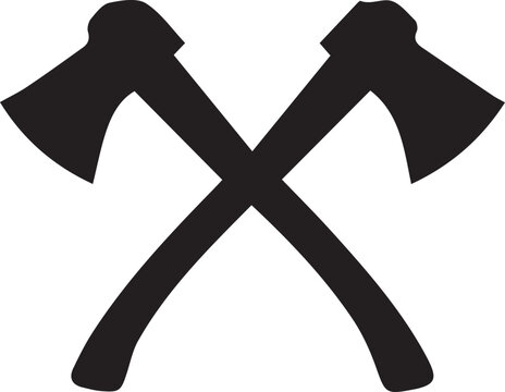Crossed Axes Silhouette Icon Isolated on White Background Black Lumberjack Tool Vector Symbol