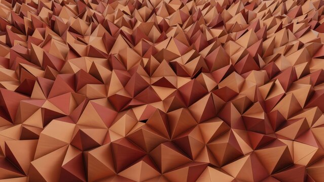 Abstract 3D geometric low poly background with brown triangles. Perfect for modern tech texture design.