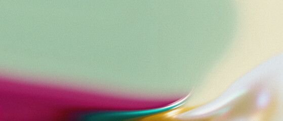 Naklejka premium Subtle granular mint fading into radiant magenta and golden cream, revealing ethereal glass-like distortions, perfect for web design.
