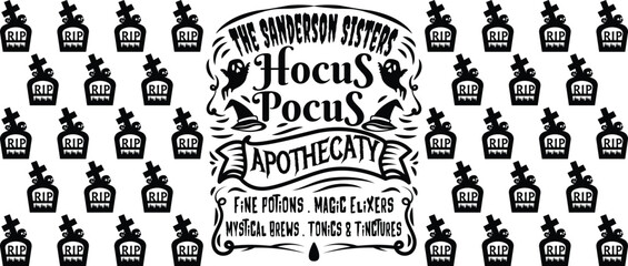 Vintage magic apothecary shop sign with potion bottles isolated on white background, Vector, illustration © Ahmmed
