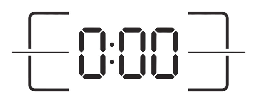 Pantalla de reloj digital que muestra la hora cero con corchetes minimalistas