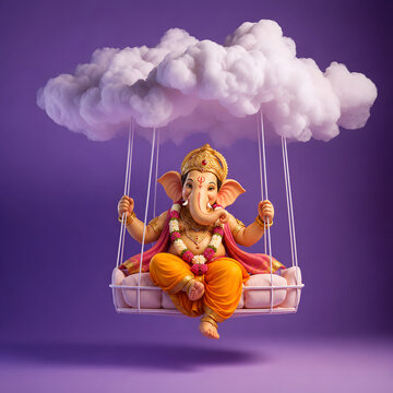AI Generated Illustration for Happy Ganesh Chaturthi Festival for Invitation, Poster, Social Media Post Design Background