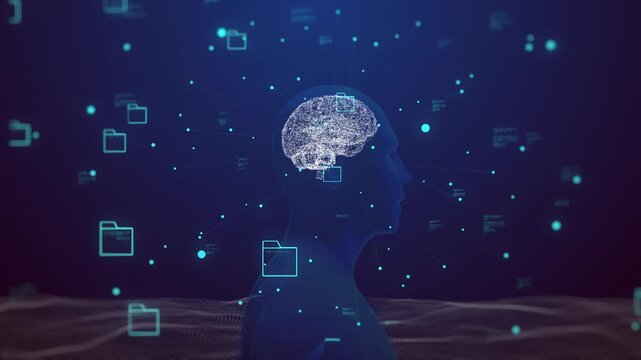 Digital Brain Processing Information with Generative AI Data Visualization 4K