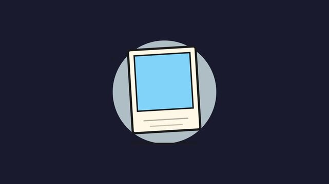 Footage of a vintage computer monitor icon isolated on dark background with copy space