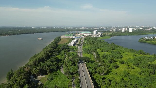 The Demak-Isthmus Bridge (often associated with the Demak Laut area) is located on Jalan Keruing in Kuching, Sarawak. It connects the Demak Laut industrial area and the Kuching Isthmus.