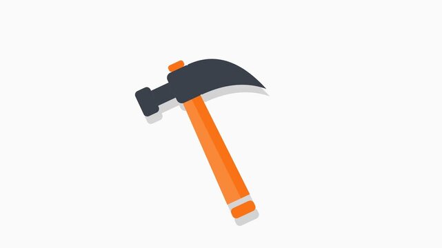 Animated Hammer Tool Icon with Simple Shape and Striking Motion, Symbol of Construction, Repair, Maintenance, Work, Building and Handyman Activity, Flat Design Graphic Isolated on White Background