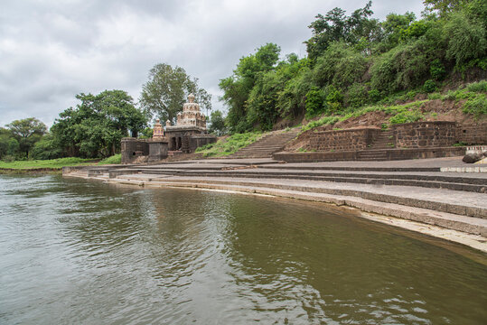 Radha Shankar Temple, Kshetra Mahuli, at the Krishna and Venna river confluence, Built by Radhabai (sister of Shankarrao Raghunathrao Pant Pratinidhi), 18th century, Satara, Maharashtra, India.