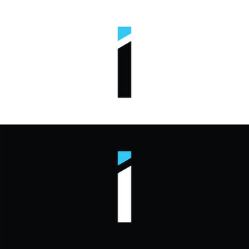 Minimalist letter i logo design with a modern blue accent split bar concept