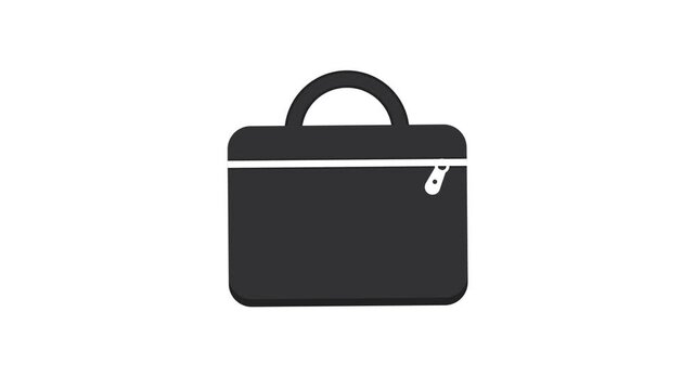 Black Briefcase Icon with Classic Shape and Simple Details, Symbol of Business, Work, Office, Documents, Career and Professional Activity, Flat Design Graphic Isolated Clearly on White Background