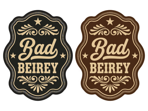 Vintage Ornate Bad Beirey Labels with Victorian Flourishes