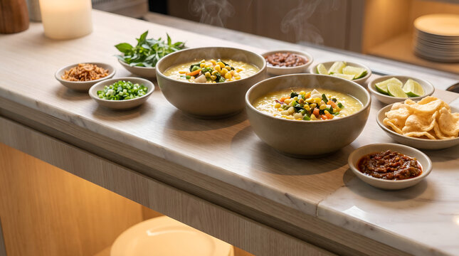 Traditional Tinutuan Manado presented as a premium hotel breakfast buffet for hospitality marketing, restaurant branding, tourism promotion, catering services, and commercial advertising.