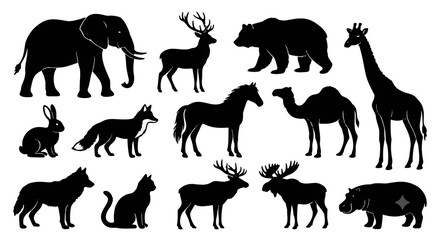 Fototapeta premium Wild animals and Zoo silhouettes vector download high quality 