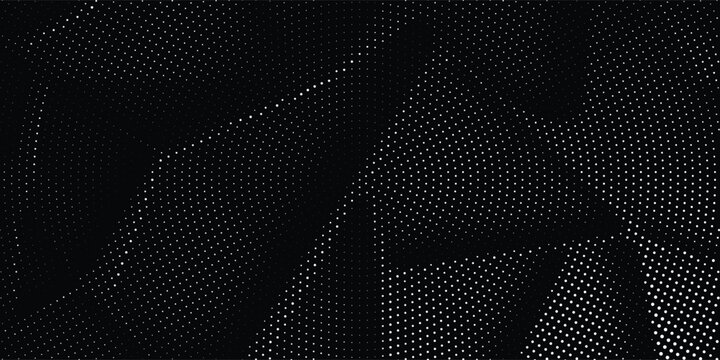 Abstract Black and White Halftone Dot Mesh Background with Organic Wave Pattern and Optical Texture Vector