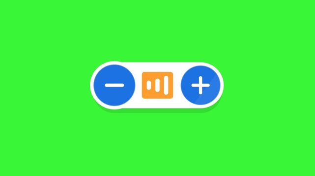 Animated Volume or Zoom Control UI with Slider and Adjustment Indicator, Showing Increase and Decrease Levels, Functional Interface Element for Audio, Video and Image Settings on Green Screen