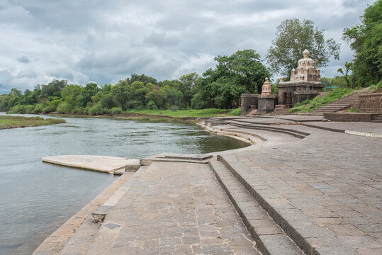 Radha Shankar Temple, Kshetra Mahuli, at the Krishna and Venna river confluence, Built by Radhabai (sister of Shankarrao Raghunathrao Pant Pratinidhi), 18th century, Satara, Maharashtra, India.